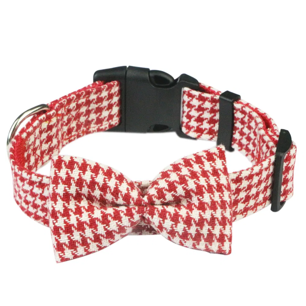 Pet Dog Collar with Tie Bow Decor Teddy Outdoor Walking Leash Cloth