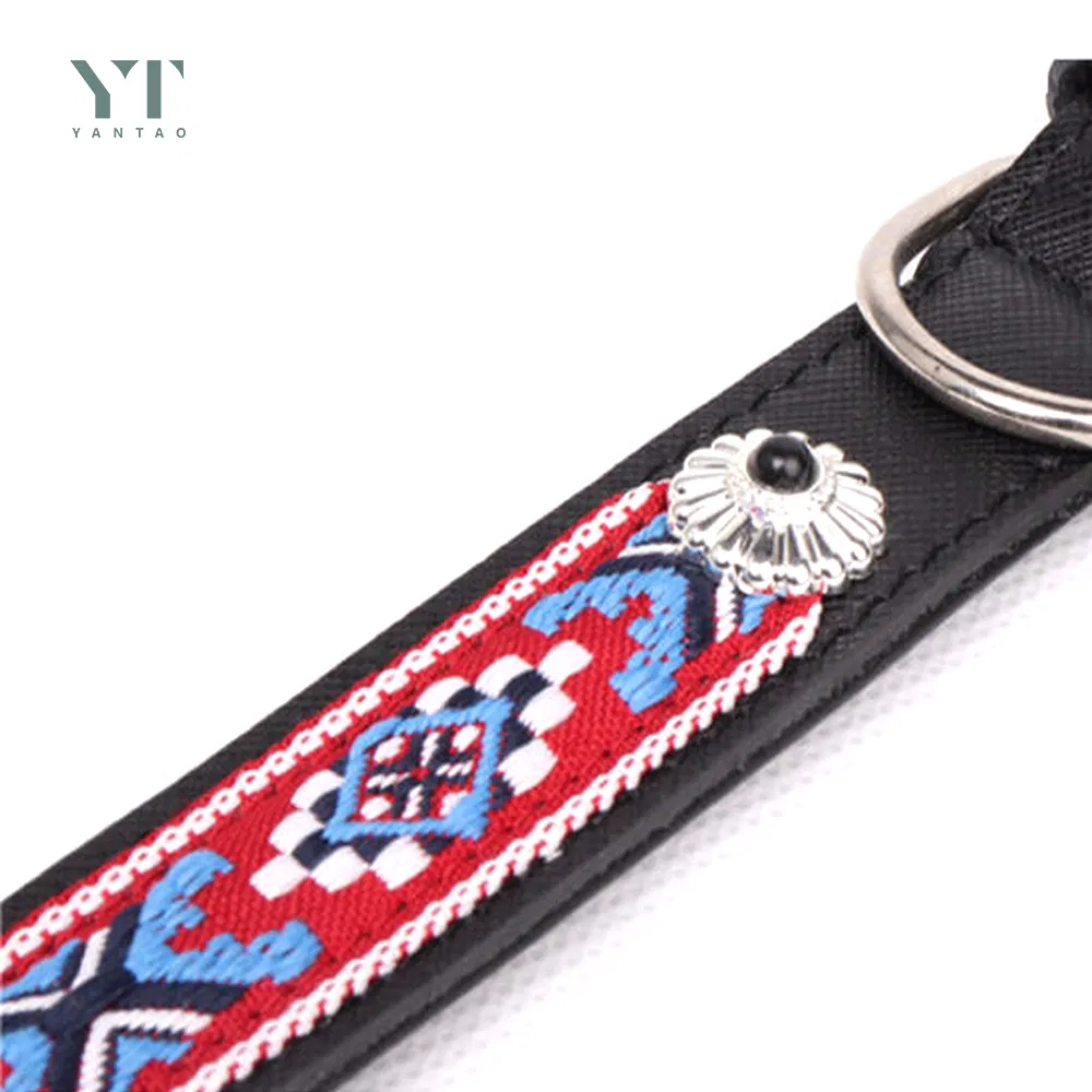 Wholesale Pet Products Custom Adjustable Bohemia Decoration Leather Dog Collar Luxury Design Personalized Nylon Fabric Pet Collar for Dogs