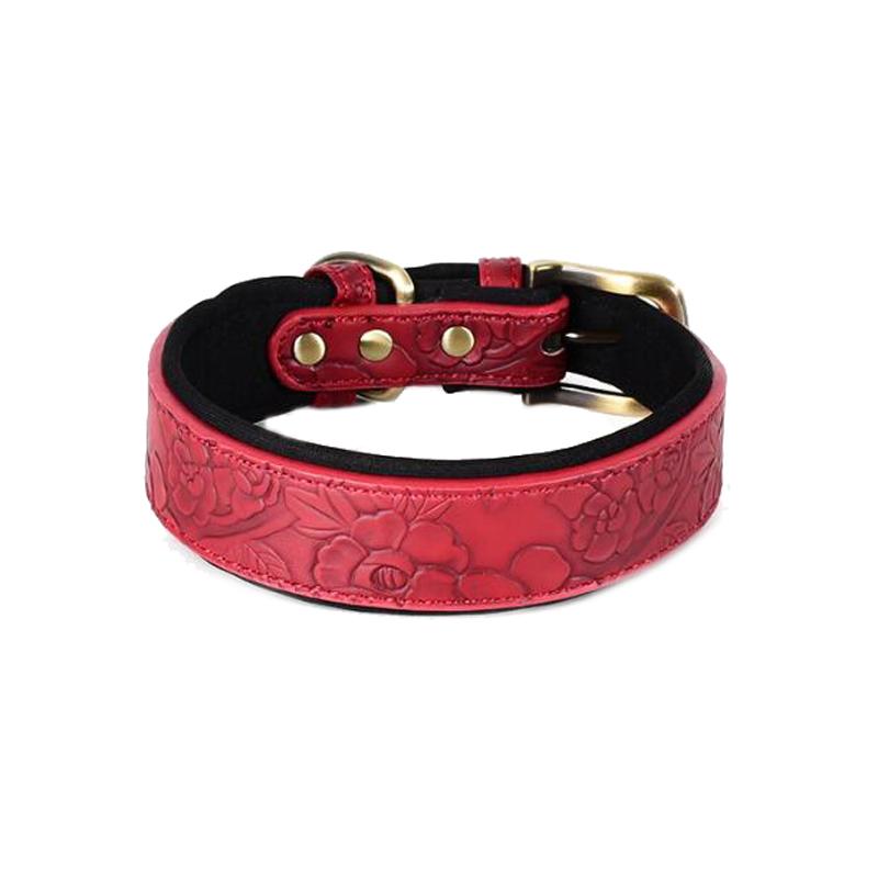 Vintage Fashion Embossed Leather Dog Collar