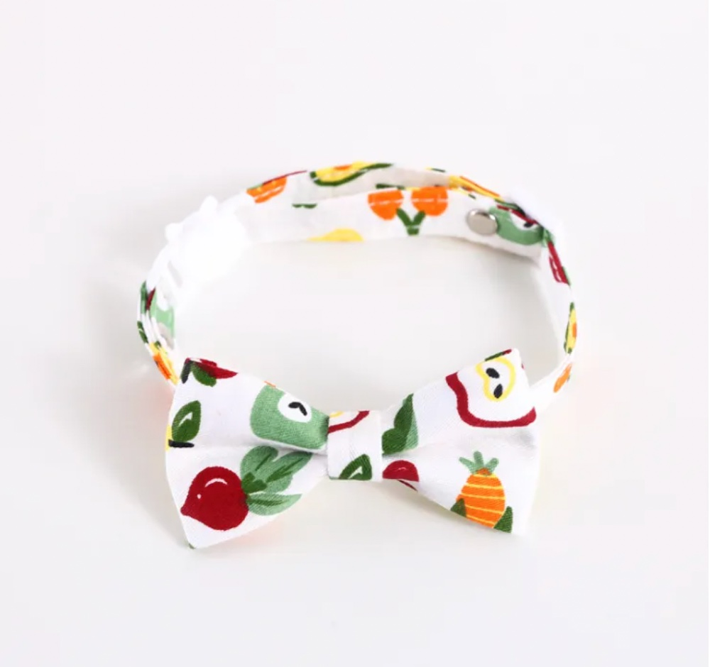 Popular Style Fruit Vegetable Cartoon Printed Adjustable Cat Bow Tie Collar