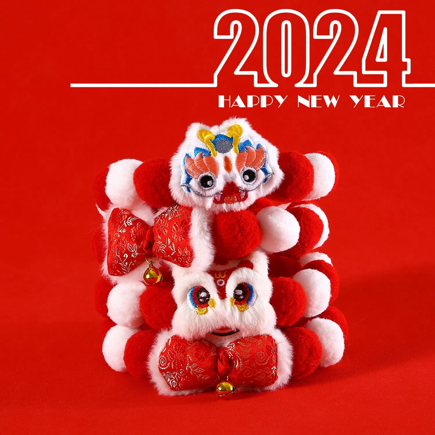 Chinese New Year Costume for Pet Velvet Red Bowknot Cat Collars with Bells Breakaway