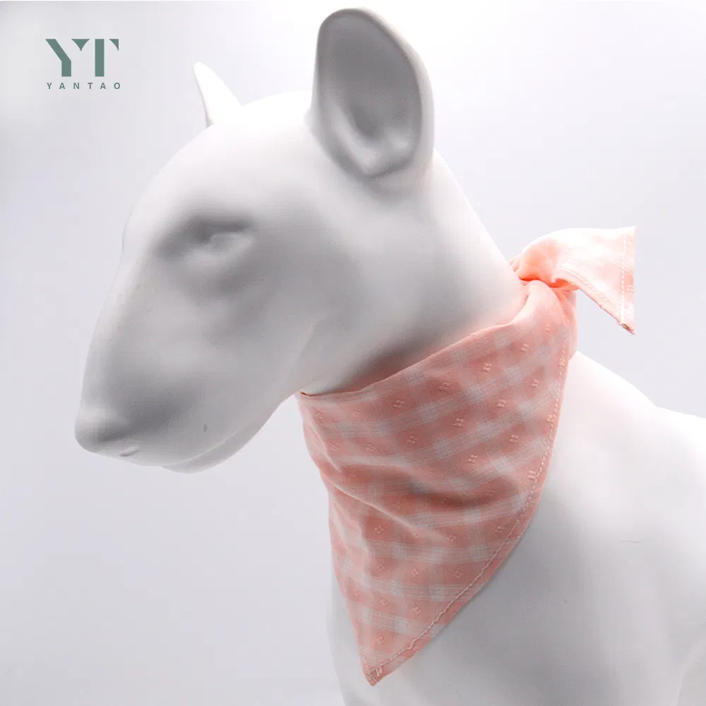 Amazon Hot Sales Pet Cotton Double Layer Printed Plaid Triangle Dog Bandana Customized Scarf Custom Logo Dog Bandana Collar