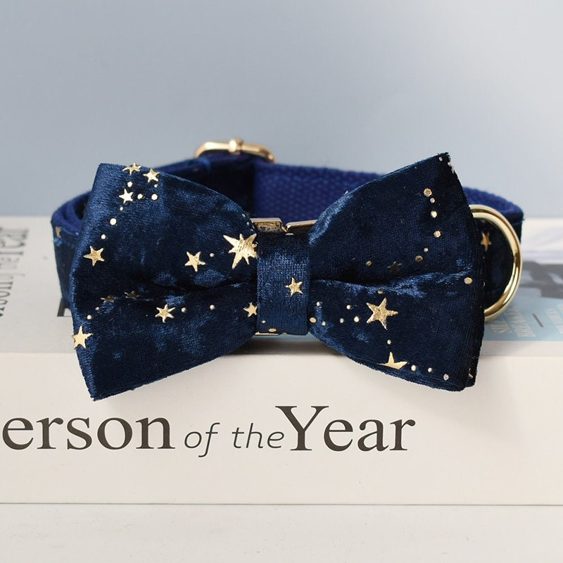Hanyang Pet Supply Accessories Manufacturer Wholesale Custom Design Adjustable Velvet Dog Collar Luxury Pet Dog Bowtie