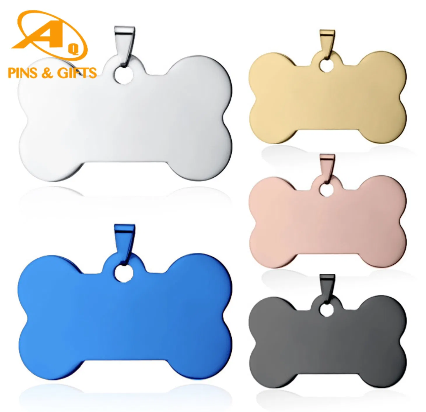 Gift Cute Personalized Men Gold Blank Laser Army Round NFC Stainless Steel Metal Custom Military Dog Cat Name ID Pet Tag