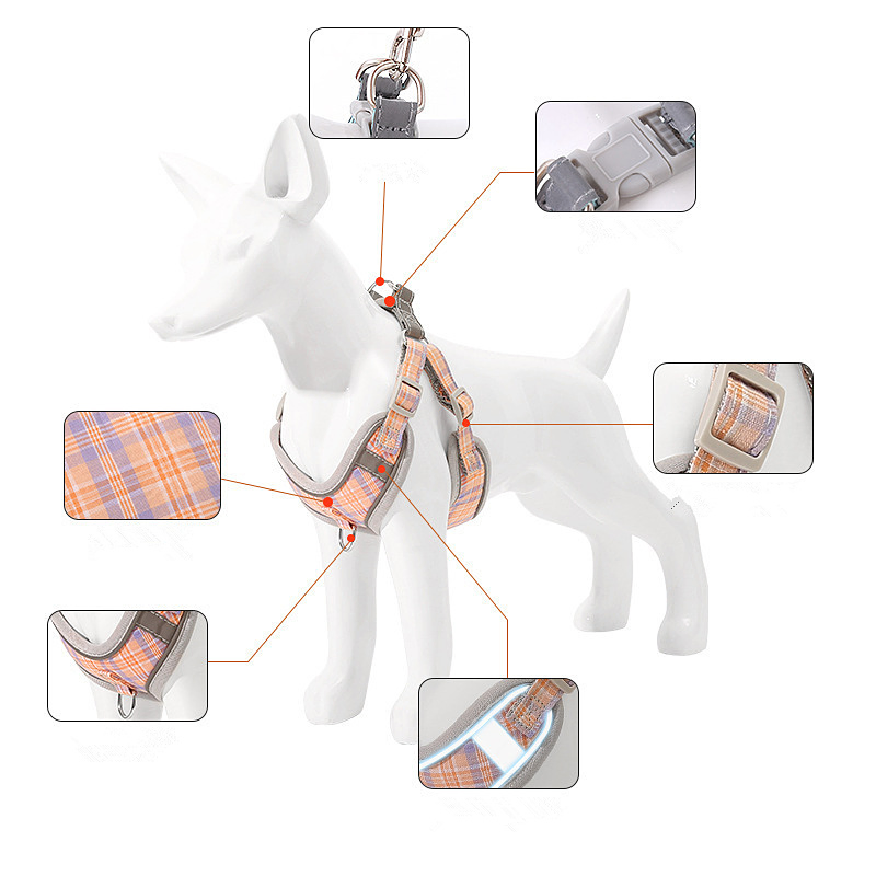 Wholesale Pet Dog Harness Vest and Leash Set-Adjustable Training Reflective Dog Harness