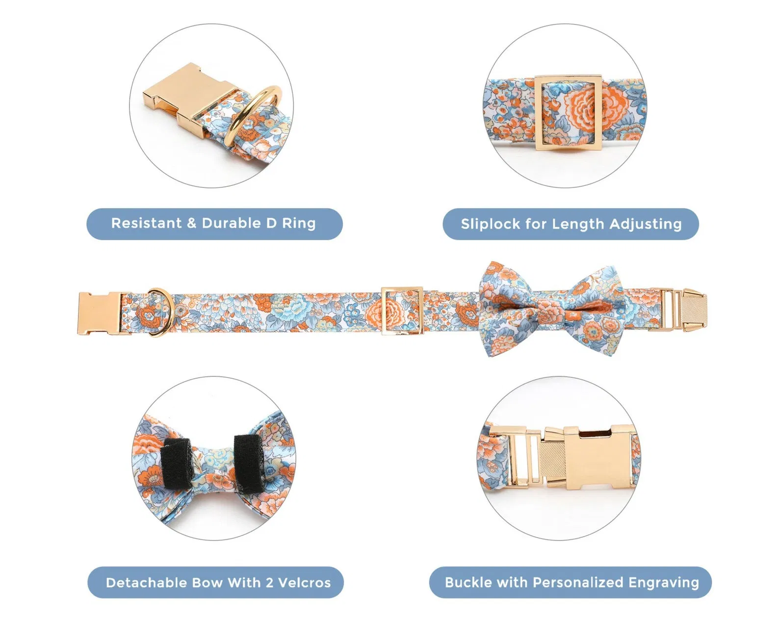 Hanyang Wholesale Personalized Dog Leash Pet Collars with Cute Bowknot for Small/Medium/Large-Dogs