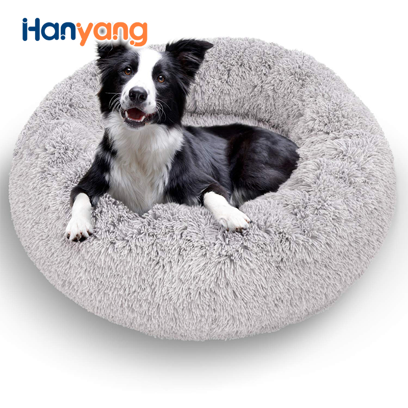 Hanyang Custom Design Washable Plush Calming Marshmallow Cuddler Nest Soft Fuzzy Eco Friendly Pet Cat Dog Bed Luxury Dog Bed
