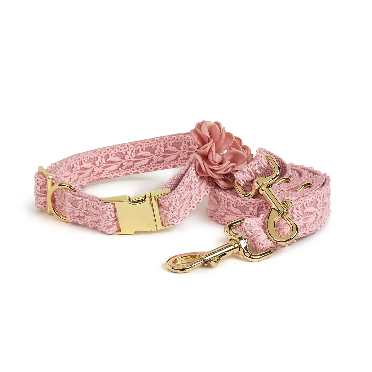 Lace Decoration Durable Dog Collar with Luxurious Hardware Buckle