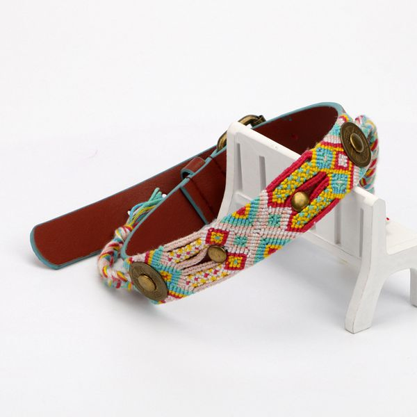 Hot Sale Tassel Gold Hardware Genuine Leather Dog Leash and Collar