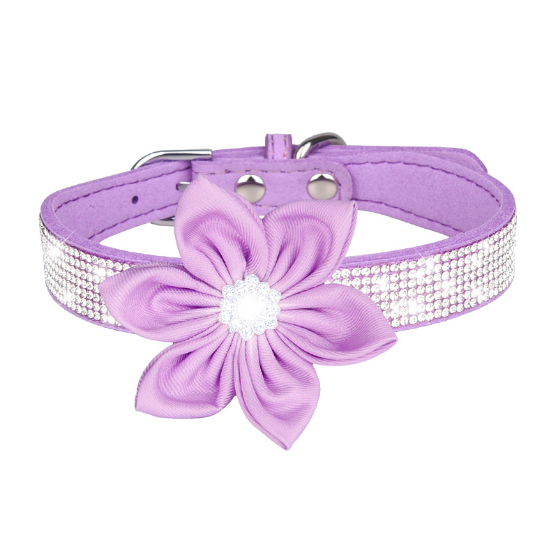 Cute Dog Collar with Bling Rhinestone, Fancy Crystal Diamond Glitter Pretty Jewel Soft Cat Collars for Small Medium Large Breed Dogs Girl Female Pet Pupp