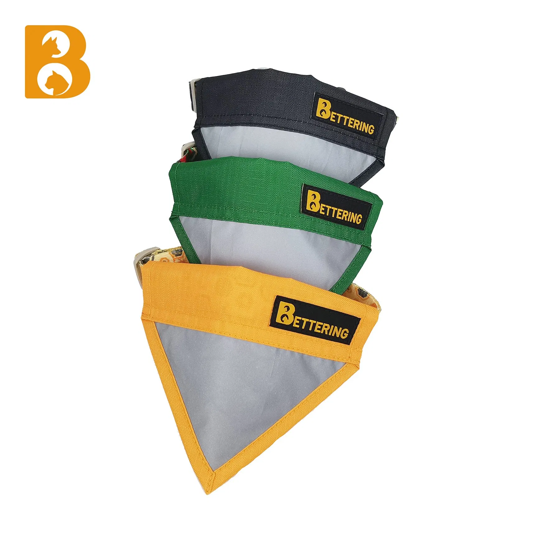 Green Ployester High Quality Relective Dog Bandana Collar with Pet Leash