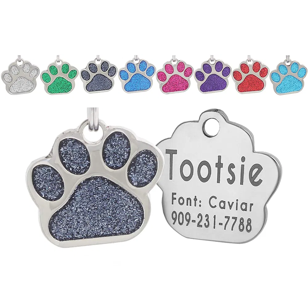 Metal Sliver Color Paw Shape Dog Tag Charms for Jewelry Making