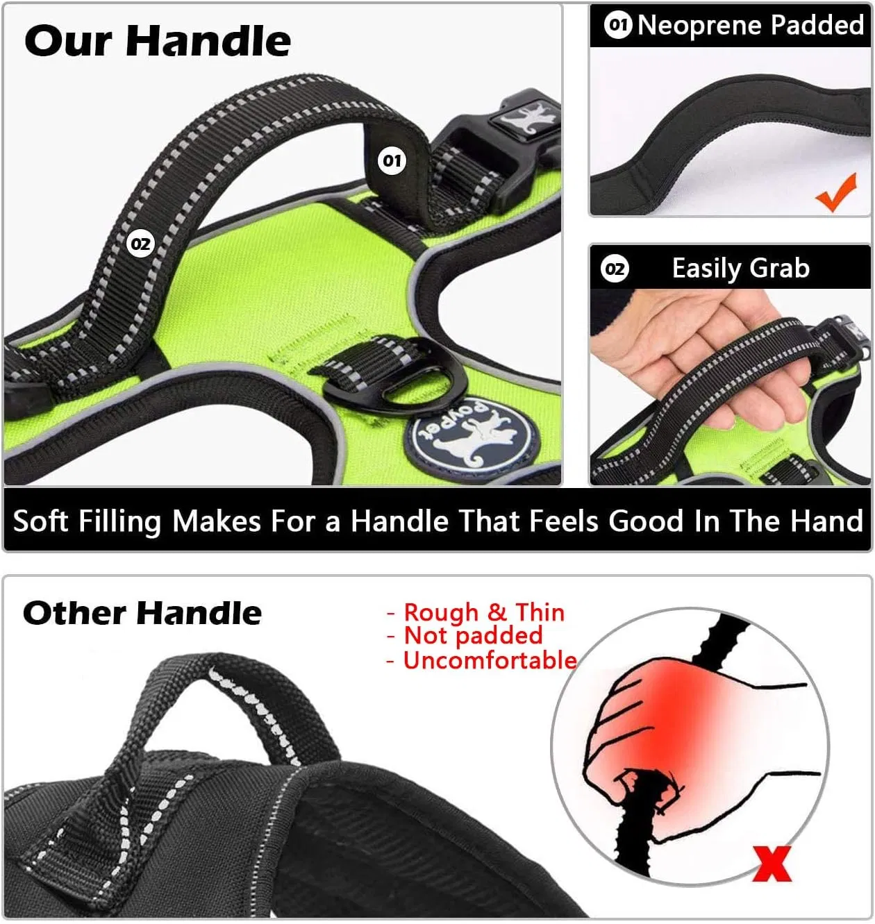 Soft Padded Pet Reflective No Choke Front Clip No Pull Dog Harness