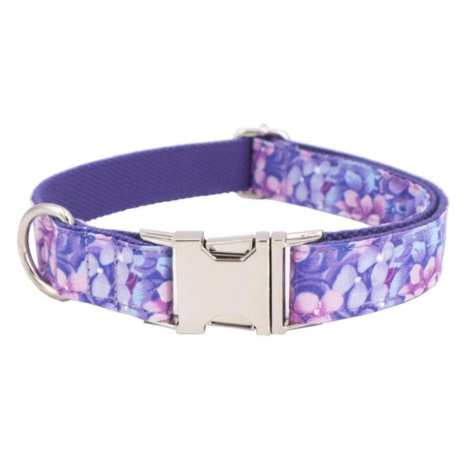 Cute Girl Dog Collars with Bow Multiple Floral Patterns Female Pet Dog Collars with Adjustable Safety Metal for Wedding Holiday