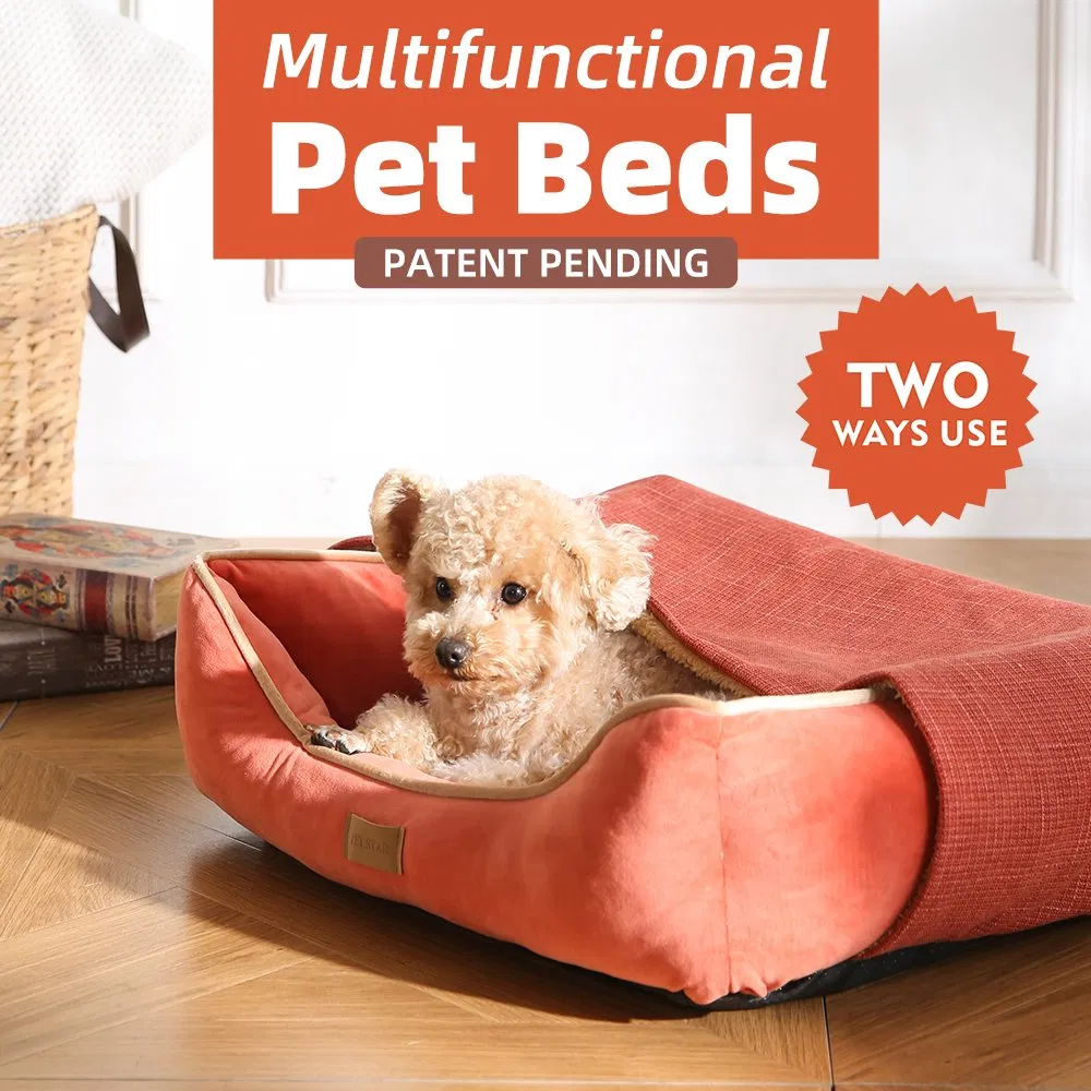 2 in 1 Multifunctional Pet Soft Bed Puppy Cat Cave Blanket Cover Raised Dog Bed