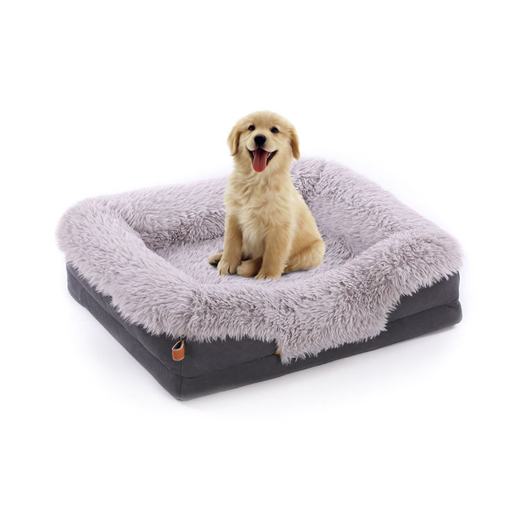 Luxury Fluffy Cushion Plush Soft Donut Dog Bed Accessories Washable Calming Sofa Camas Para Perros Large Custom Cat Dog Pet Bed