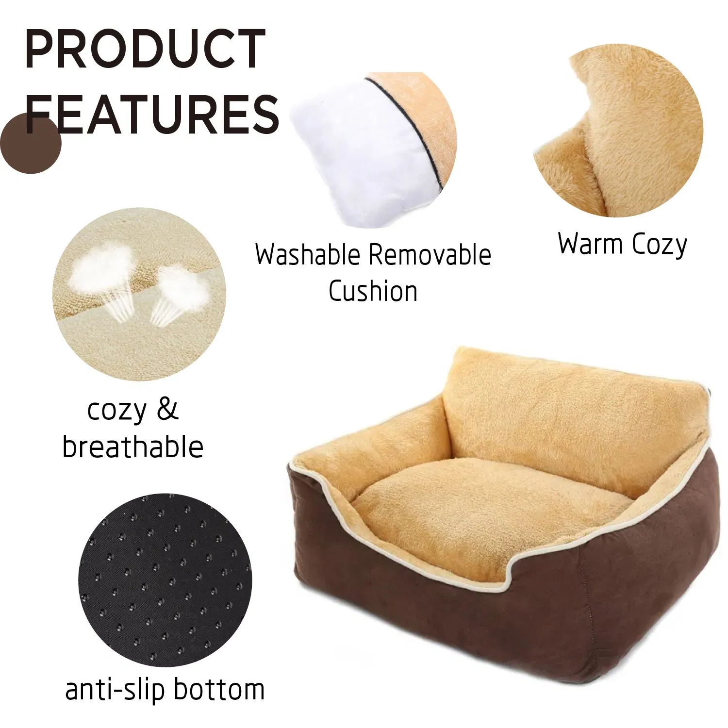 Soft Comfortable Sofa Couch Plush Bed for Dogs Cats Fluffy Calming Pet Bed