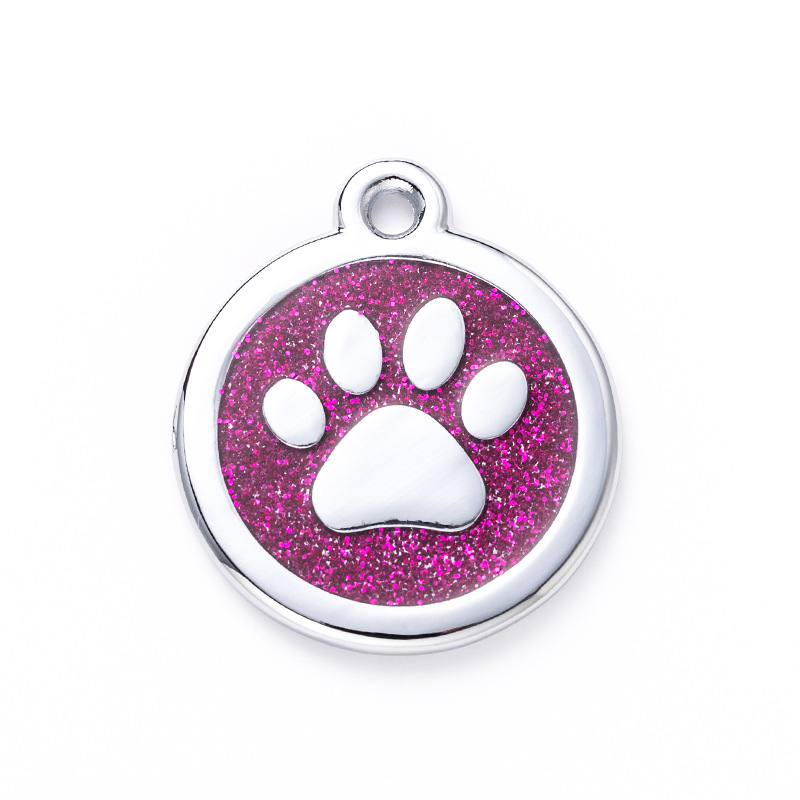 Wholesale Silver Plating Enamel Circle Pendant, Dog Paw Charms Black Enamel Circle Pendant
