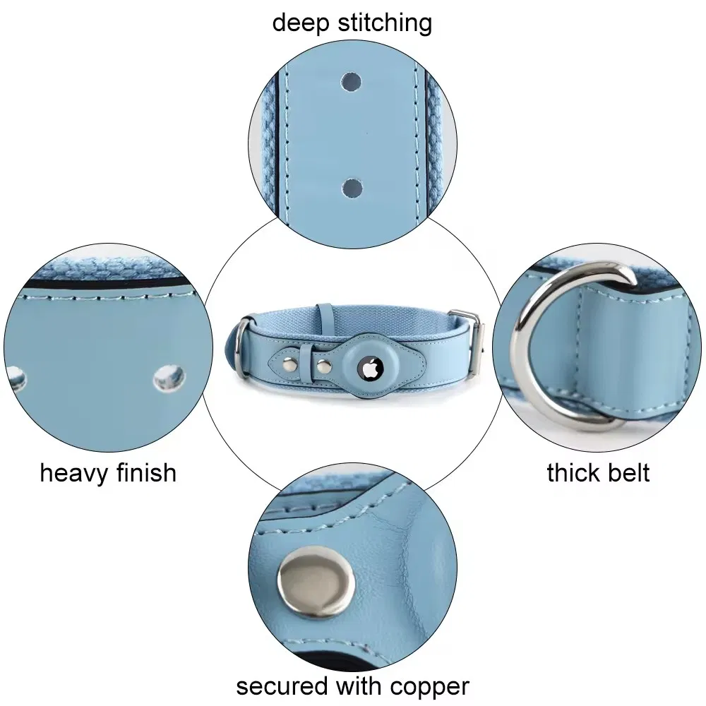 Quality Adjustable Handmade Pet Collar Air Tag Dog Collar with GPS Tracking Leather Dog Collar