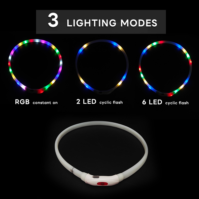 Large Medium Small Dogs USB Light Night Safety Pet Glowing Accessories Luxury Solid PVC LED Luminous Dog Collar