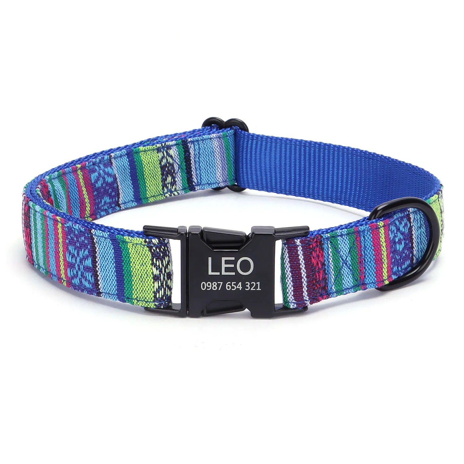 Polyester Pet ID Collar with Bohemian Ribbons &amp; Custom Metal Buckle