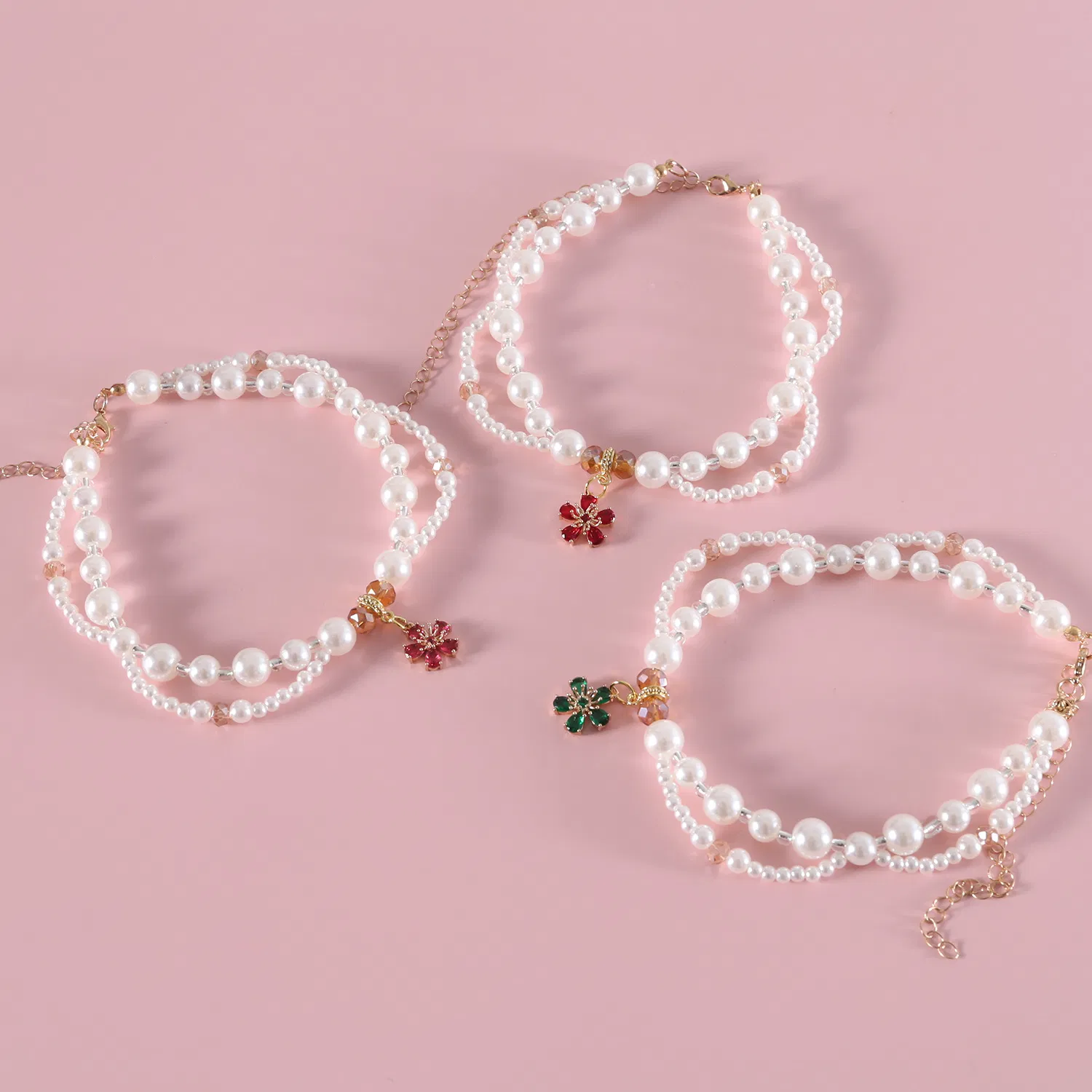 Multi-Layer Pearl Pet Bib Collar with Crystal Charms for Cats &amp; Small Dogs