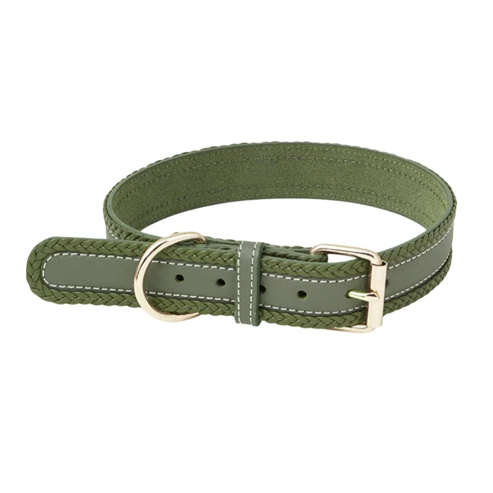 OEM ODM Pet Product Manufacturer Custom Leather Dog Collar in Bulk Personalised Pet Collar Adjustable Classical Real Leather Collar