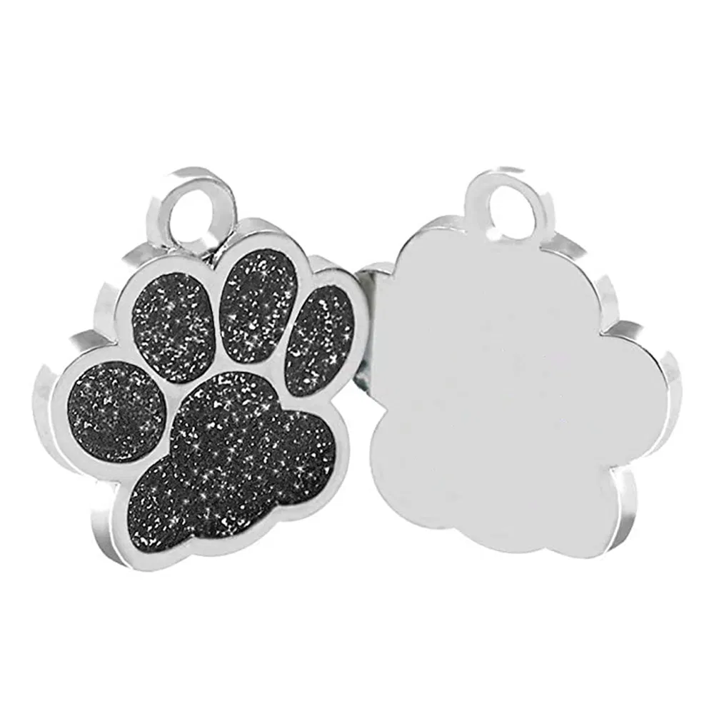 Metal Sliver Color Paw Shape Dog Tag Charms for Jewelry Making