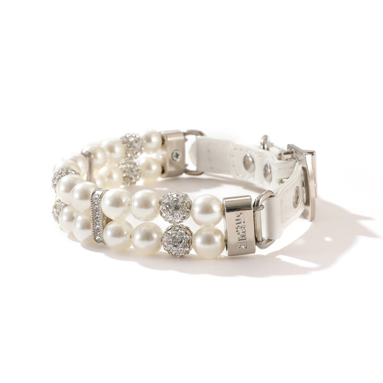 Pet Collar Collar Jewelry Pearl Cat Necklace Small and Medium-Sized Dog Collar Wholesale