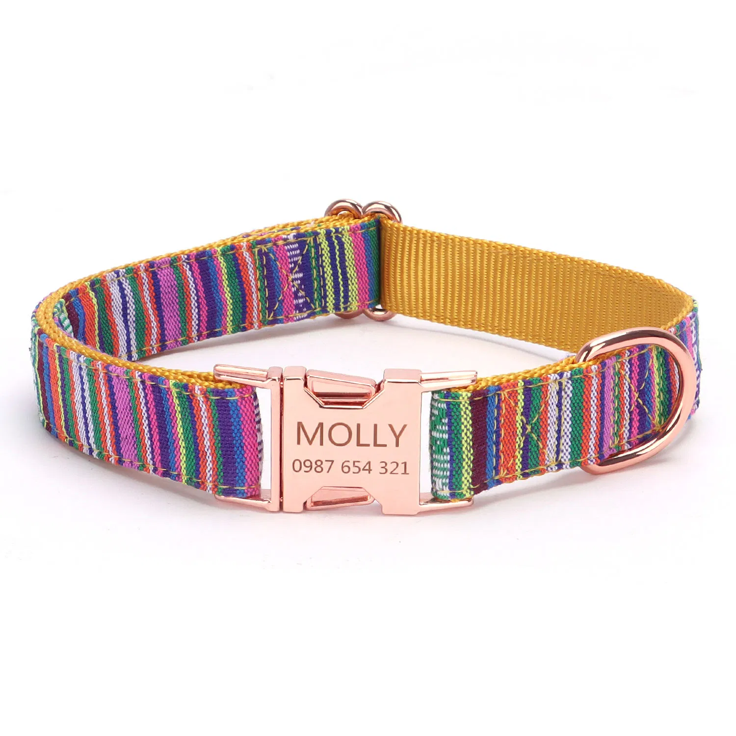 Polyester Pet ID Collar with Bohemian Ribbons &amp; Custom Metal Buckle