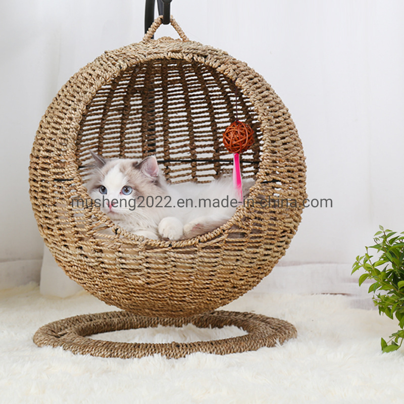Eco Friendly Comfortable House Modern Furniture Raised Hanging Rattan Cat Pet Beds