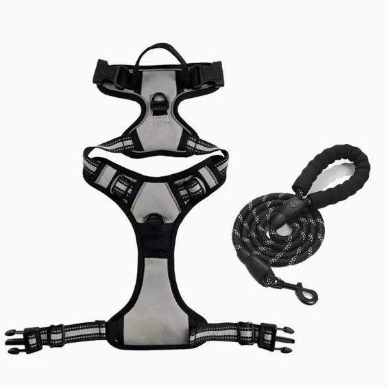 Reflective Straps Pet Harness and Leash Set for Large Dogs