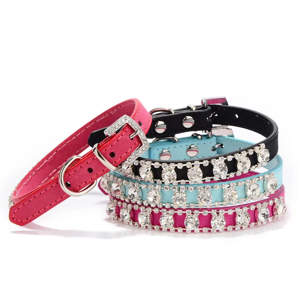 Royal Pearl Rhinestones Pet Leads Luxury Dog Leather Collars