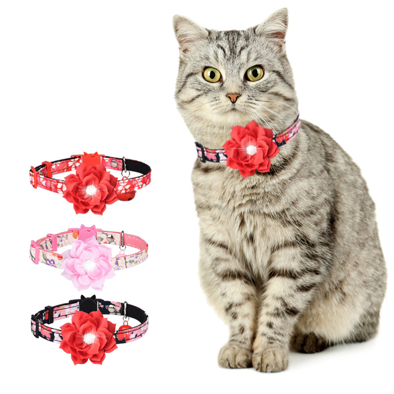 Hanyang Pet Products Crystal Plastic Buckle Pet Collar Customzied Pattern No Choke Cat Collar with Bell