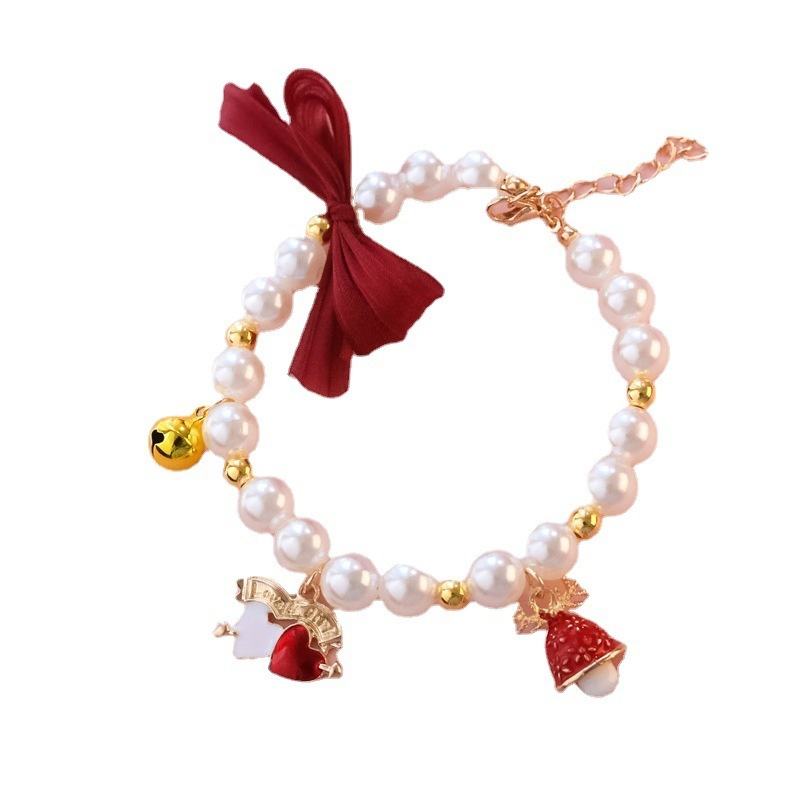 Pet Collar Cat Dog Bell Necklace Vintage Jewelry Pearls