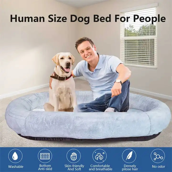 Wholesale Giant Plush Dog Sofa Bed Round Design Human Pet
