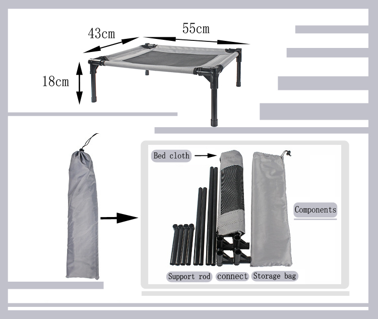 Elevated Dog Bed, Raised Pet Bed with Non-Slip Feet, Stable Frame and Durable Support Teslin Recyclable Mesh, Breathable Indoor and Outdoor, Multi-Size Breathab
