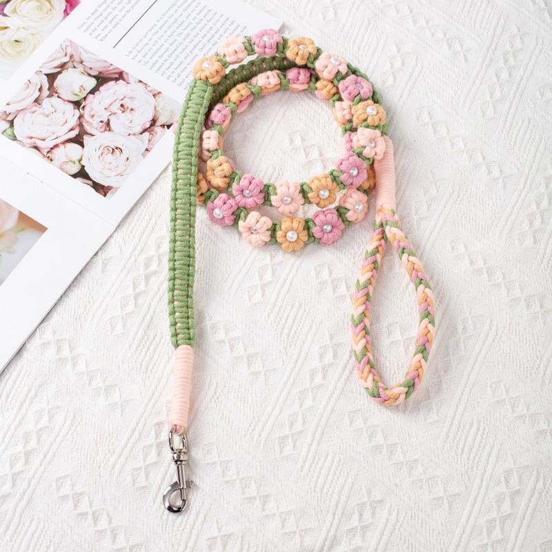 New Design Fashion Color Design Flower Leash Pet Leash Dog Collar