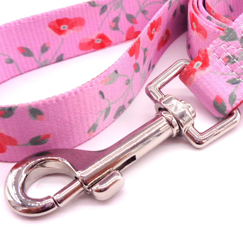 Floral Heat Transfer Pet Dog Running Leash and Collar