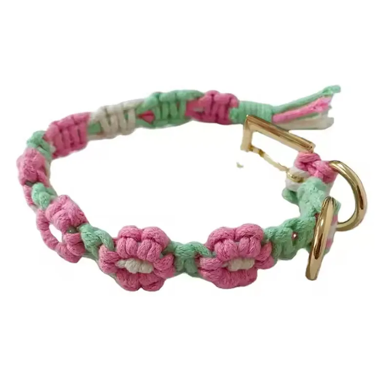 Woven Daisy Flower Charms Cat Collar