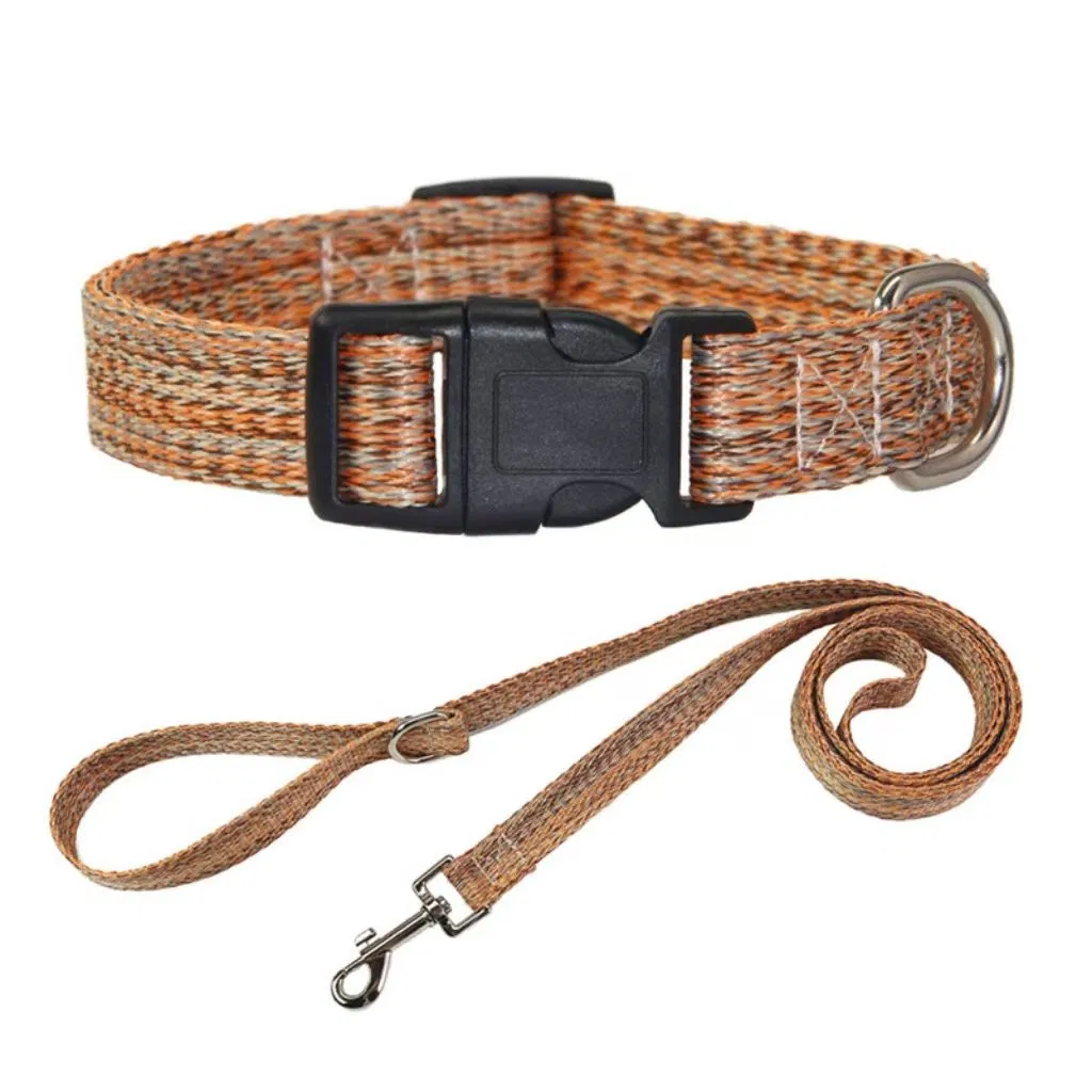 Soft Hemp Dog Collar Leash Set 4 Colors Fully Adjustable