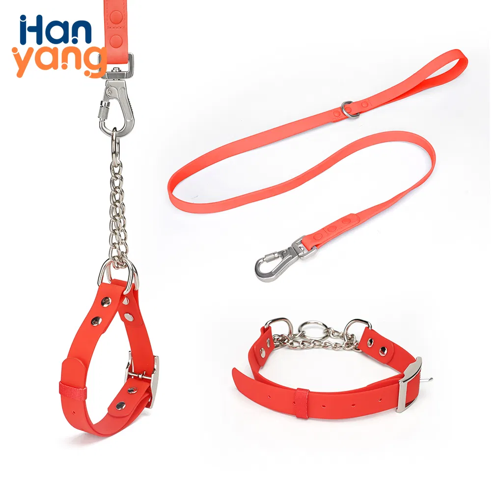 Custom PVC Waterproof Anti Break Free Anti-Bite Adjustable Dog Collar with Leash