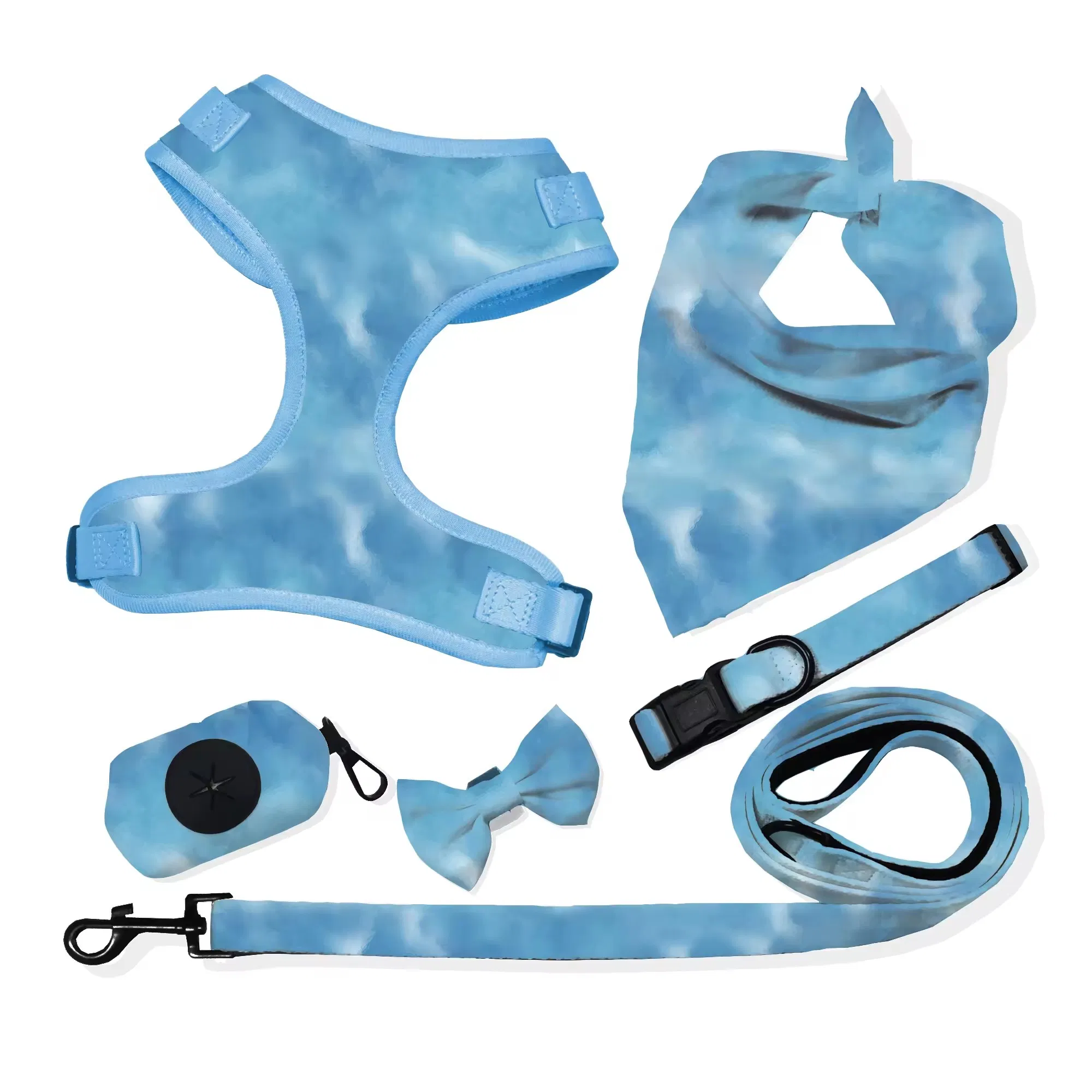 Custom Logo Dog Harness Leash Collar Dye Sublimation Printing Pet Lead Harness