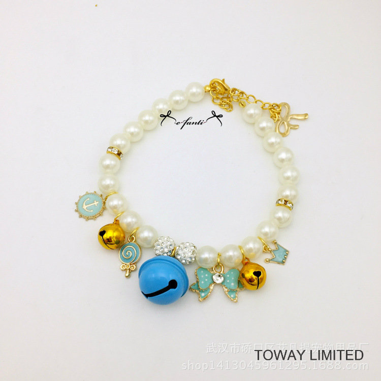 Cute Pet jewelry Necklace Design Rhinestone Dog Pearl Collars