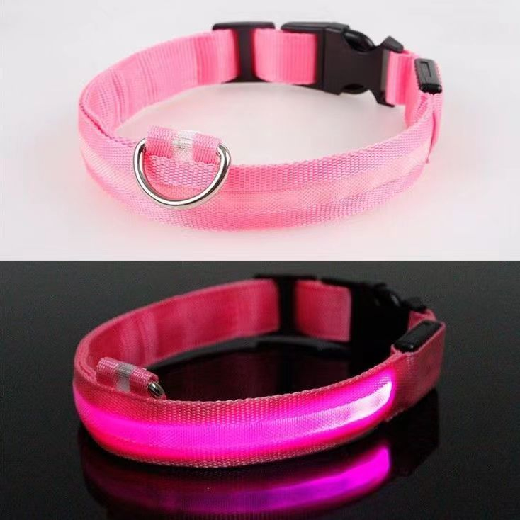 USB Chargeable Flshing Christmas Light up Dog Collar LED Night Anti-Lost Dog Collar Glow in The Dark PVC Dog Collar Leash
