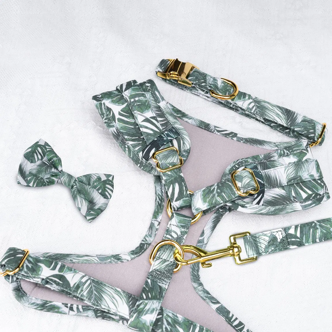 Hanyang New Arrivals Luxury Customization Dog Harness Set Custom 100% Cotton Pet Dog Chest Adjustable Collar Dog Harness and Leash Set Dog Harness