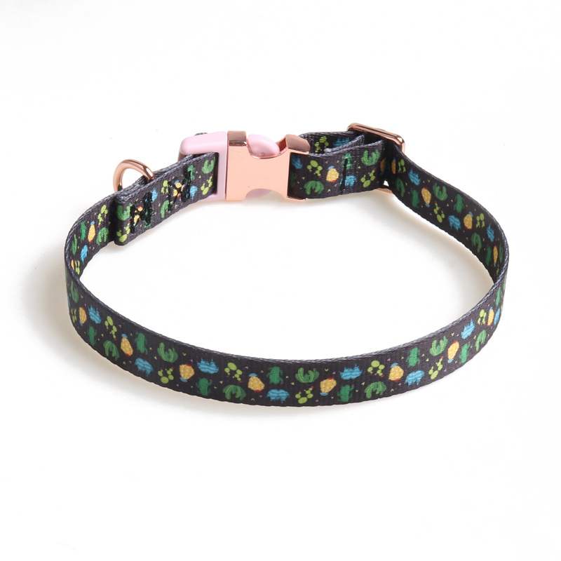 Pet Collar New Dog Collar Rose Gold Semi-Metal Design Thick Ribbon Dog Collar