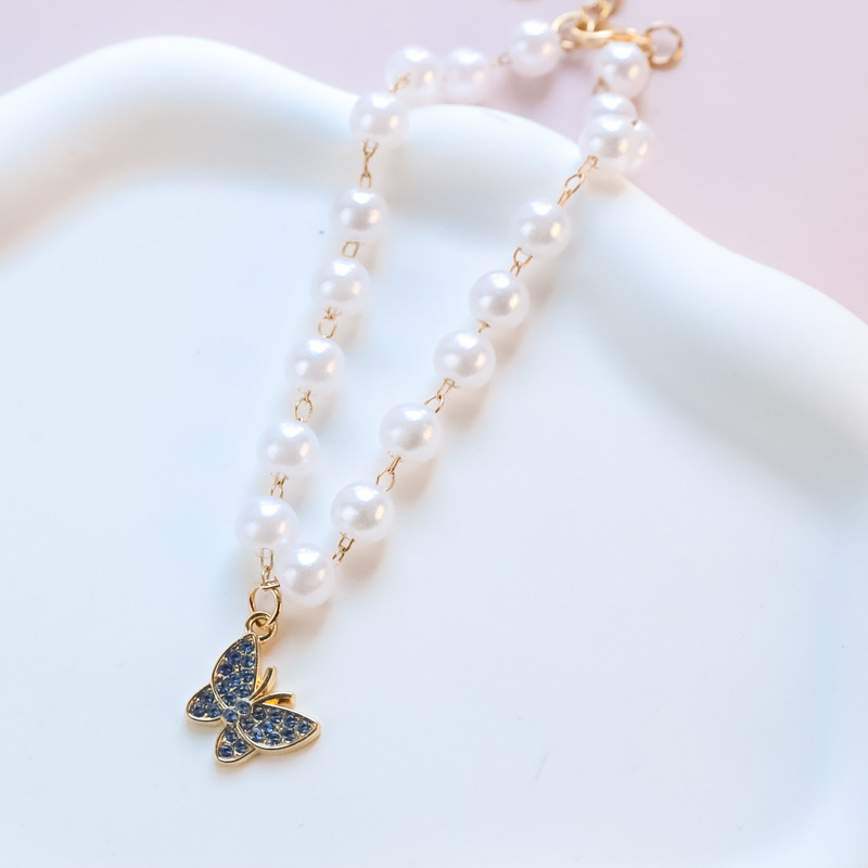 Pet Collar Cat Dog Bell Pearl Necklace Rhinestone Butterfly Jewelry Glitter Diamond