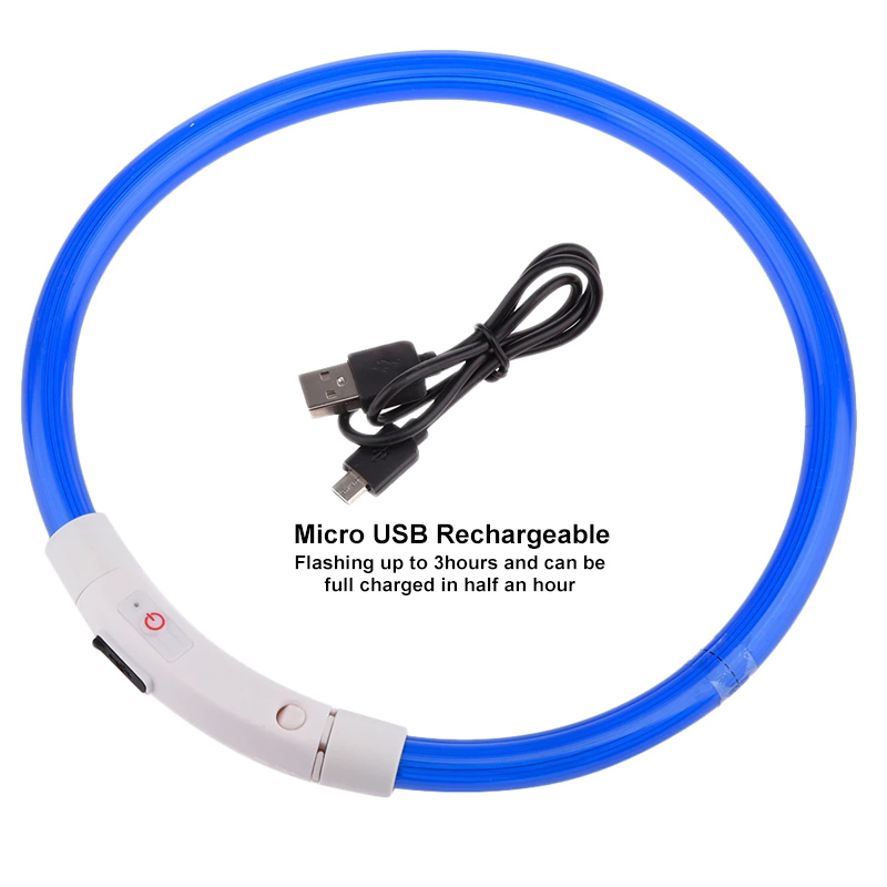 Glow-in-The-Dark Rechargeable LED Dog Collar for Safe Night Walks