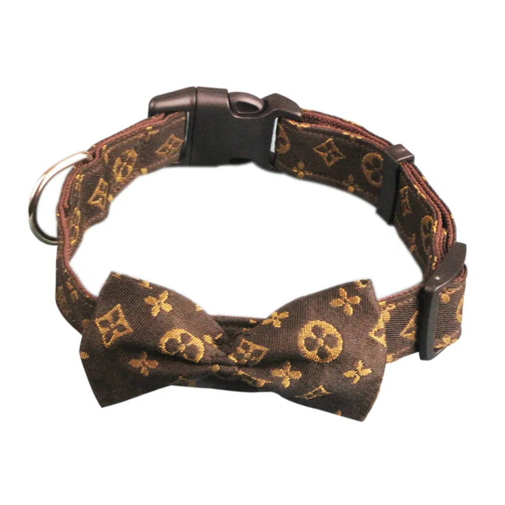Pet Dog Collar with Tie Bow Decor Teddy Outdoor Walking Leash Cloth